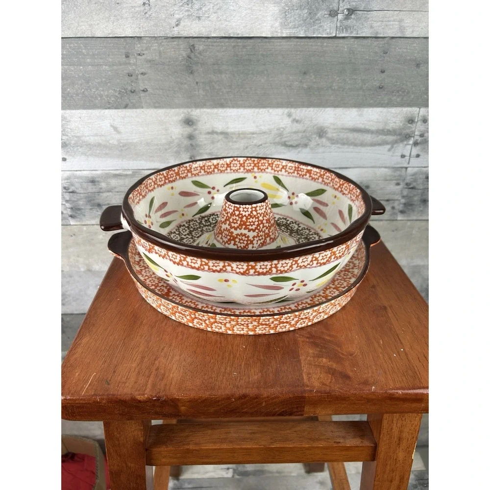 Temp-tations By Tara Old World Bundt Cake Pan W/ Platter & Lid  New